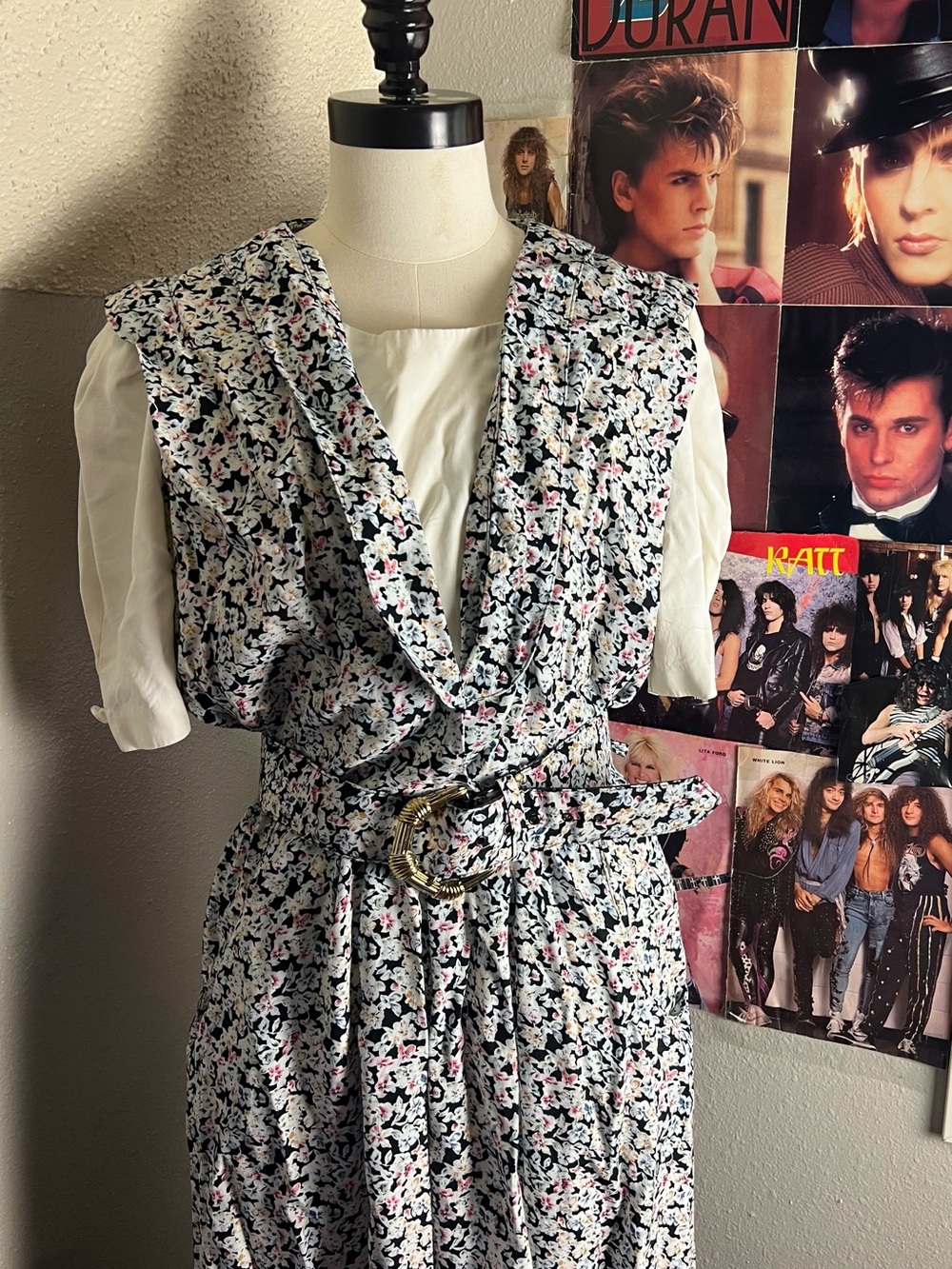 S.L. Fashions Black Floral Print Dress with Multicolor Blooms